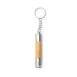 Penna in bambù con torcia LED, dettagli metallizzati e inchiostro blu color argento seconda vista