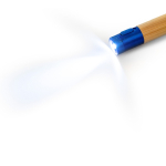 Penna in bambù con torcia LED, dettagli metallizzati e inchiostro blu color blu reale vista dettaglio 2