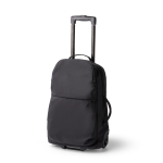 Trolley in nylon riciclato con scomparti organizzati e maniglie color nero prima vista d'uso