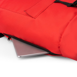 Zaino in poliestere eco con scomparto principale espandibile da 15'' color rosso vista dettaglio 2
