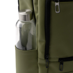 Zaino professionale in pelle sintetica con doppia tasca imbottita 17” color verde scuro vista dettaglio 3
