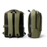 Zaino professionale in pelle sintetica con doppia tasca imbottita 17” color verde scuro vista dettaglio 5