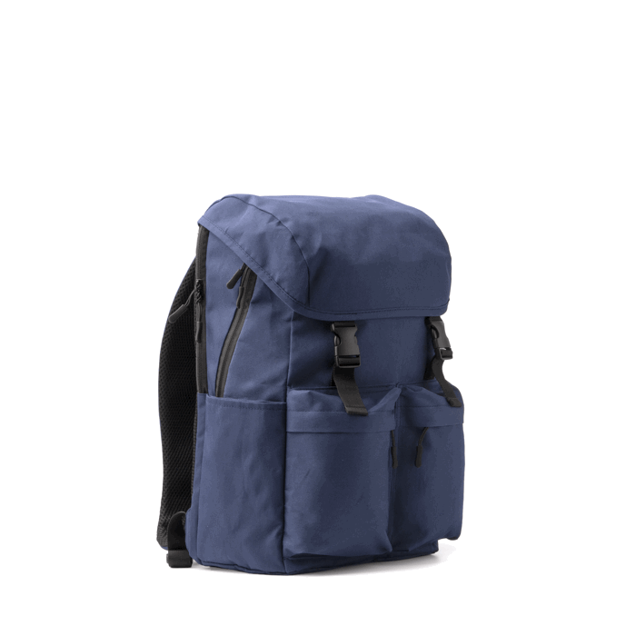 Zaino in poliestere riciclato con patta e fibbie 15” color blu mare