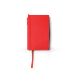 Taccuino A6 con copertina rigida in similpelle e penna a inchiostro blu, pagine a righe color rosso seconda vista