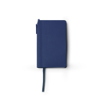 Taccuino A6 con copertina rigida in similpelle e penna a inchiostro blu, pagine a righe color blu mare seconda vista