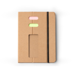 Blocco note in cartone riciclato con supporto per smartphone A5 e fogli a righe color naturale seconda vista