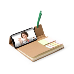 Blocco note in cartone riciclato con supporto per smartphone A5 e fogli a righe color naturale vista dettaglio 1