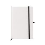 Blocco note in cartone A5 con portapenne e fogli a righe color nero seconda vista