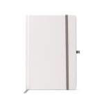 Blocco note in cartone A5 con portapenne e fogli a righe color argento seconda vista