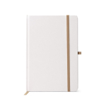 Blocco note in cartone A5 con portapenne e fogli a righe color oro seconda vista