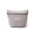 Necessaire in velluto a coste con chiusura a cerniera e toppa in pelle sintetica color grigio seconda vista