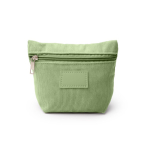 Necessaire in velluto a coste con chiusura a cerniera e toppa in pelle sintetica color verde pastello seconda vista