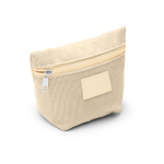 Necessaire in velluto a coste con chiusura a cerniera e toppa in pelle sintetica prima vista d'uso
