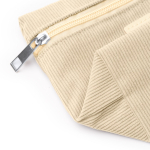 Necessaire in velluto a coste con chiusura a cerniera e toppa in pelle sintetica vista dettaglio 1