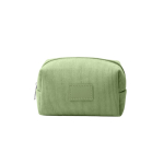 Necessaire in velluto a coste con patch in pelle sintetica e chiusura con zip color verde pastello seconda vista