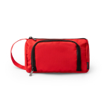 Necessaire in poliestere riciclato con apertura superiore e manico color rosso seconda vista