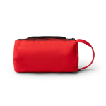 Necessaire in poliestere riciclato con apertura superiore e manico color rosso vista dettaglio 4