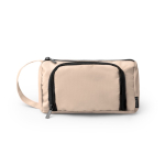 Necessaire in poliestere riciclato con apertura superiore e manico color beige seconda vista