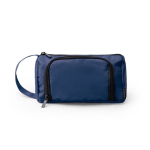 Necessaire in poliestere riciclato con apertura superiore e manico color blu mare seconda vista