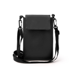 Borsa a tracolla in pelle sintetica con fodera interna e chiusura in velcro color nero seconda vista