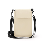 Borsa a tracolla in pelle sintetica con fodera interna e chiusura in velcro color beige seconda vista