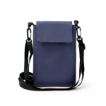 Borsa a tracolla in pelle sintetica con fodera interna e chiusura in velcro color blu mare seconda vista