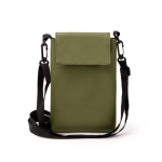 Borsa a tracolla in pelle sintetica con fodera interna e chiusura in velcro color verde scuro seconda vista