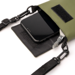 Borsa a tracolla in pelle sintetica con fodera interna e chiusura in velcro color verde scuro vista dettaglio 1