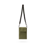 Borsa a tracolla in pelle sintetica con fodera interna e chiusura in velcro color verde scuro vista dettaglio 2