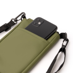 Borsa a tracolla in pelle sintetica con fodera interna e chiusura in velcro color verde scuro vista dettaglio 4