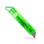 Taglierino dal design traslucido con sistema di sicurezza auto-retrattile color verde vista dettaglio 1