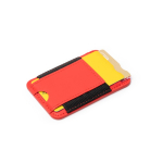 Portacarte magnetico in pelle sintetica con due scomparti color rosso prima vista d'uso