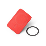 Portacarte magnetico in pelle sintetica con due scomparti color rosso vista dettaglio 2