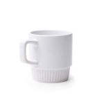 Tazza in ceramica con design smussato e finitura lucida 350ml color bianco prima vista d'uso