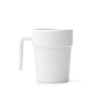 Tazza in ceramica con manico ergonomico e interno coordinato 250ml color bianco seconda vista