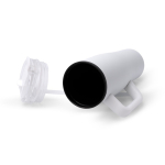Tazza termica in acciaio inox e plastica con cannuccia 830ml color bianco terza vista
