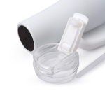 Tazza termica in acciaio inox e plastica con cannuccia 830ml color bianco vista dettaglio 3