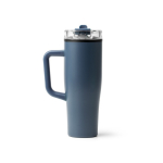 Tazza termica in acciaio inox e plastica con cannuccia 830ml color blu mare seconda vista