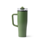 Tazza termica in acciaio inox e plastica con cannuccia 830ml color verde scuro seconda vista