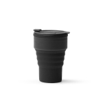 Bicchiere pieghevole in silicone con finitura opaca e anello rimovibile 400ml color nero seconda vista