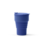 Bicchiere pieghevole in silicone con finitura opaca e anello rimovibile 400ml color blu reale seconda vista
