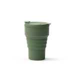Bicchiere pieghevole in silicone con finitura opaca e anello rimovibile 400ml color verde scuro seconda vista