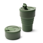 Bicchiere pieghevole in silicone con finitura opaca e anello rimovibile 400ml color verde scuro vista dettaglio 4