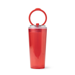 Bicchiere traslucido con cannuccia, manico pieghevole e sistema antigoccia 670ml color rosso seconda vista