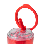 Bicchiere traslucido con cannuccia, manico pieghevole e sistema antigoccia 670ml color rosso vista dettaglio 1
