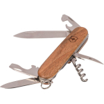 Coltellino Victorinox in acciaio inox e legno con 10 funzioni color legno seconda vista