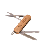 Coltellino Victorinox in acciaio inox e legno con 5 funzioni color marrone vista area di stampa