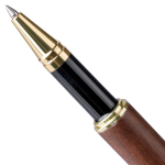 Set da scrittura in legno e ottone con astuccio in legno e inchiostro blu