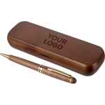 Set da scrittura in legno e ottone con astuccio in legno e inchiostro blu quinta vista