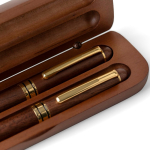 Set da scrittura in legno e ottone con astuccio in legno e inchiostro blu ottava vista